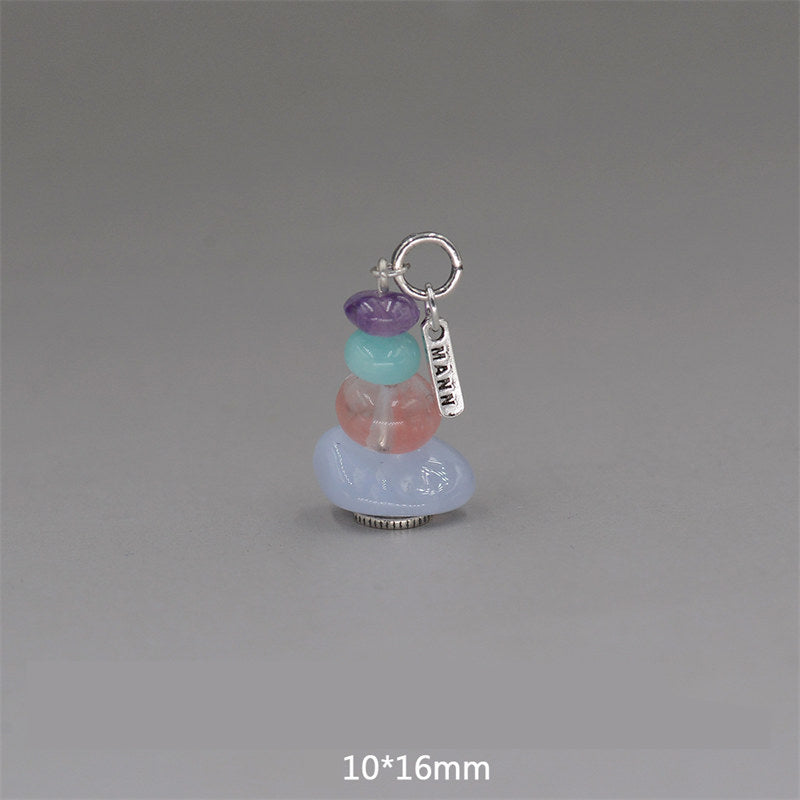 KarmaRipple's Zen Cairn Labradorite Various Crystals Calm Necklace Pendant p55