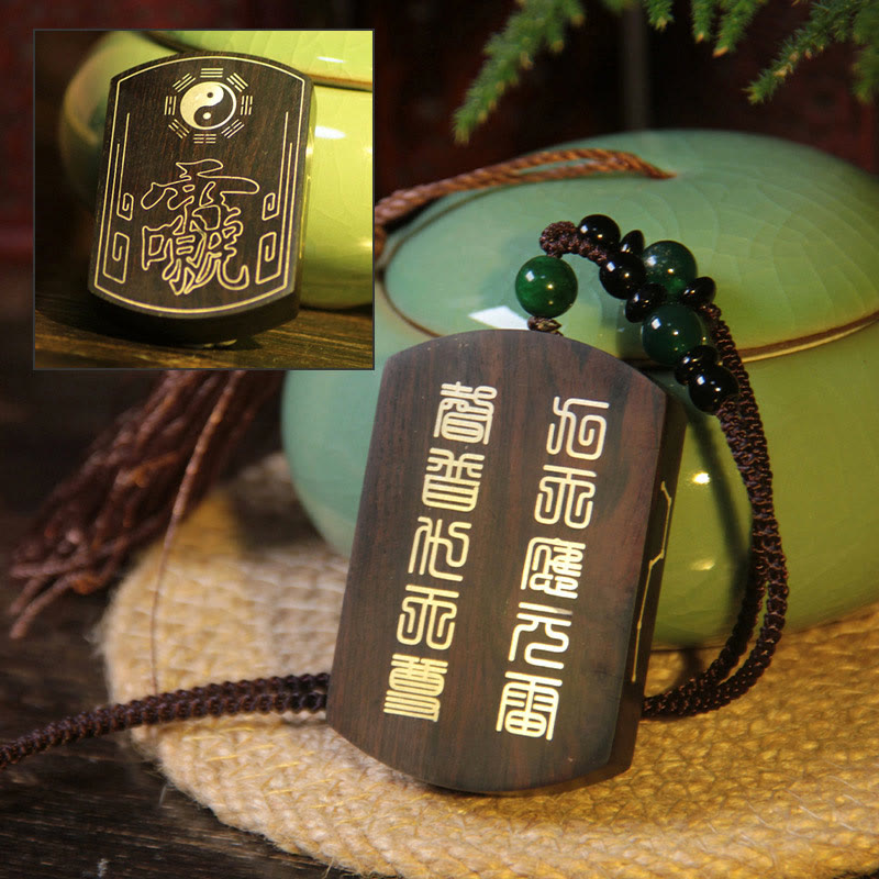 KarmaRipple's 999 Sterling Silver Ebony Wood Red Sandalwood Yin Yang Bagua Balance Pendant Necklace p3
