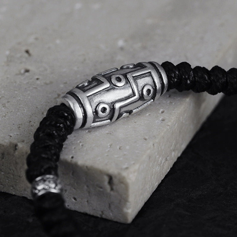 KarmaRipple's 999 Sterling Silver Nine-Eye Dzi Bead Pattern Blessing Rope Bracelet p3