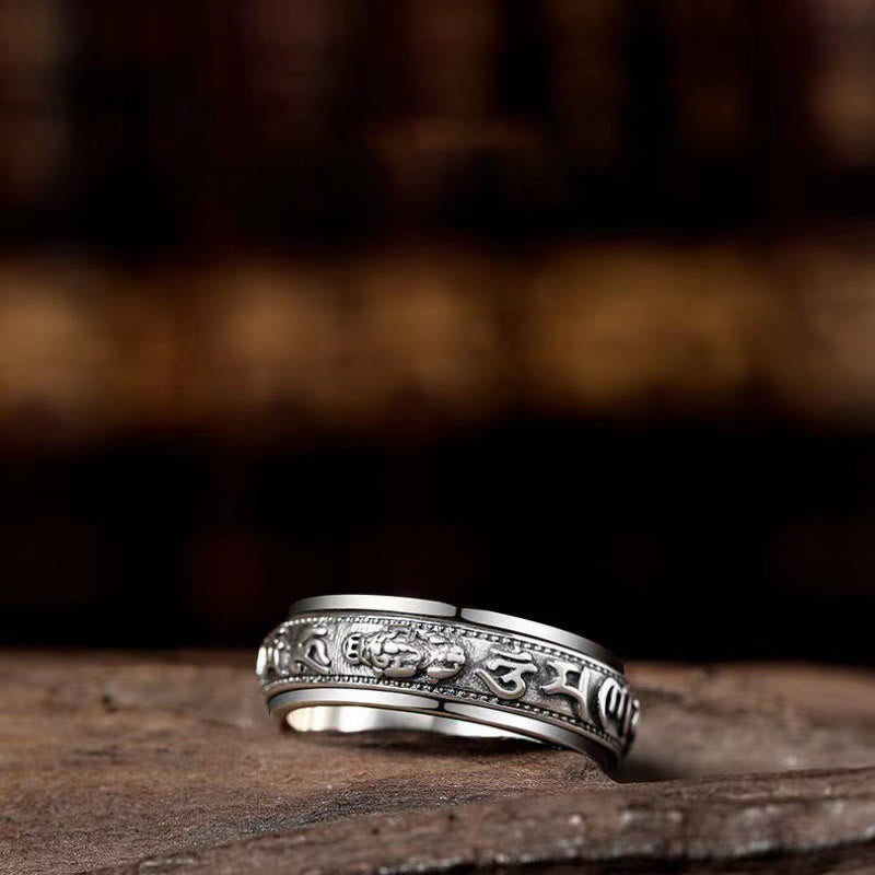 KarmaRipple's Tibetan Om Mani Padme Hum PiXiu Engraved Wealth Fortune Rotatable Ring p5