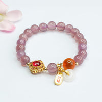 KarmaRipple's Authentic Purple Chalcedony Candy Agate Peace Buckle Balance Fortunate Fortune Talisman Bracelet