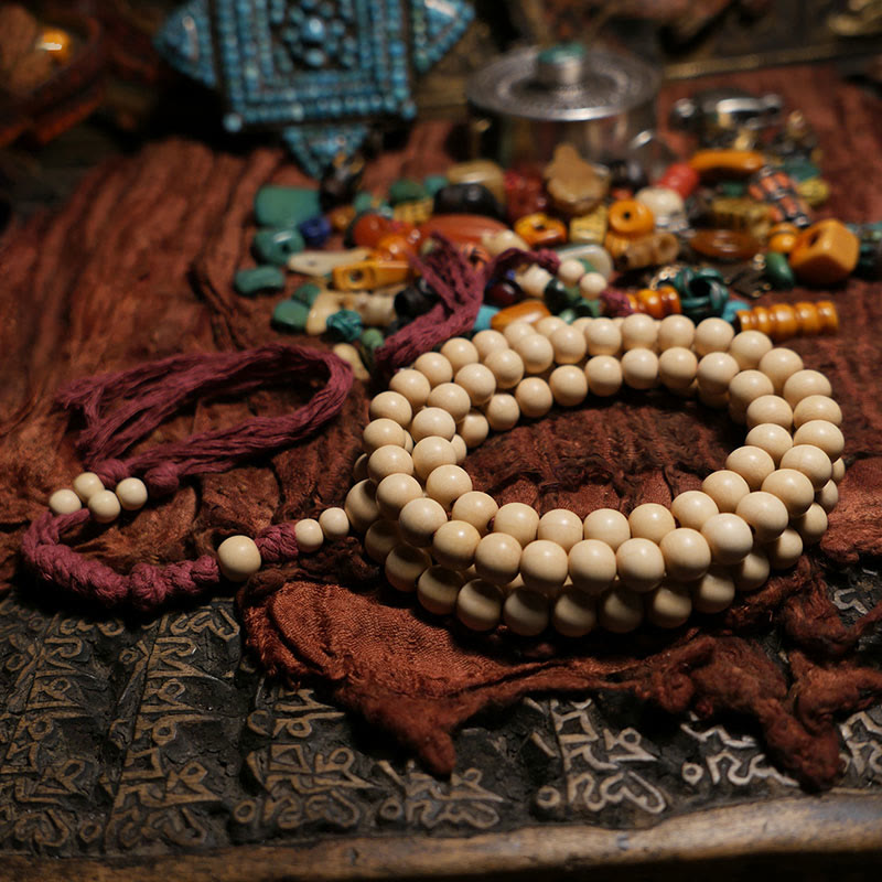 KarmaRipple's 108 Mala Beadwork Abelia Biflora Wood Warding Off Evil Spirits Wrist Mala p20