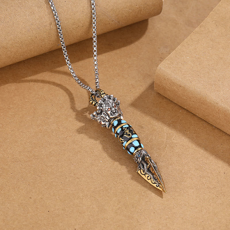 KarmaRipple's Tibet Om Mani Padme Hum Dzi Bead Dorje Vajra Pattern Wealth Rotatable Pendant Necklace p5