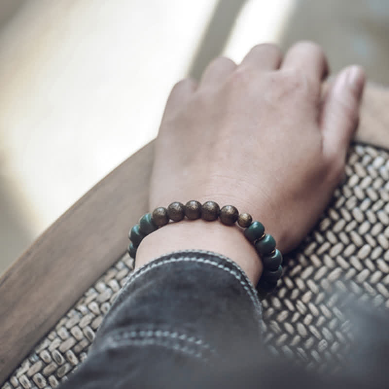 KarmaRipple's Tibetan Cyan Bodhi Seed Bronze Success Bracelet p4