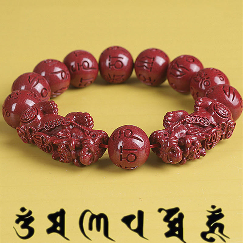 KarmaRipple's Authentic Double PiXiu Cinnabar Om Mani Padme Hum Wealth Fortune Bead Bracelet p5