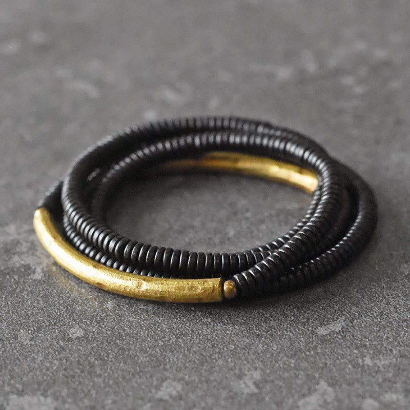 KarmaRipple's Ebony Wood Bronze Balance Multilayered Bracelet p22