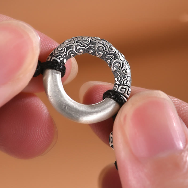 KarmaRipple's 999 Sterling Silver Fu Character Peace Buckle Bronze Coin Auspicious Clouds Fortune Bracelet p5