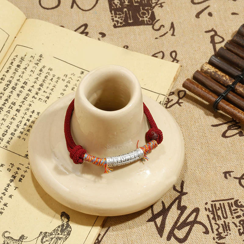 KarmaRipple's Handmade 999 Sterling Silver Om Mani Padme Hum Protection?Rope Bracelet p4