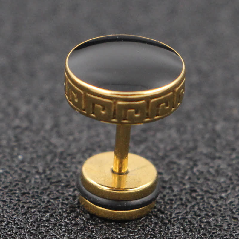 KarmaRipple's Cool Men Titanium Steel Balance Round Stud Earrings p4