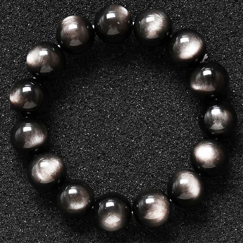 KarmaRipple's Authentic Silver Sheen Obsidian Soothing Protection Bracelet p13