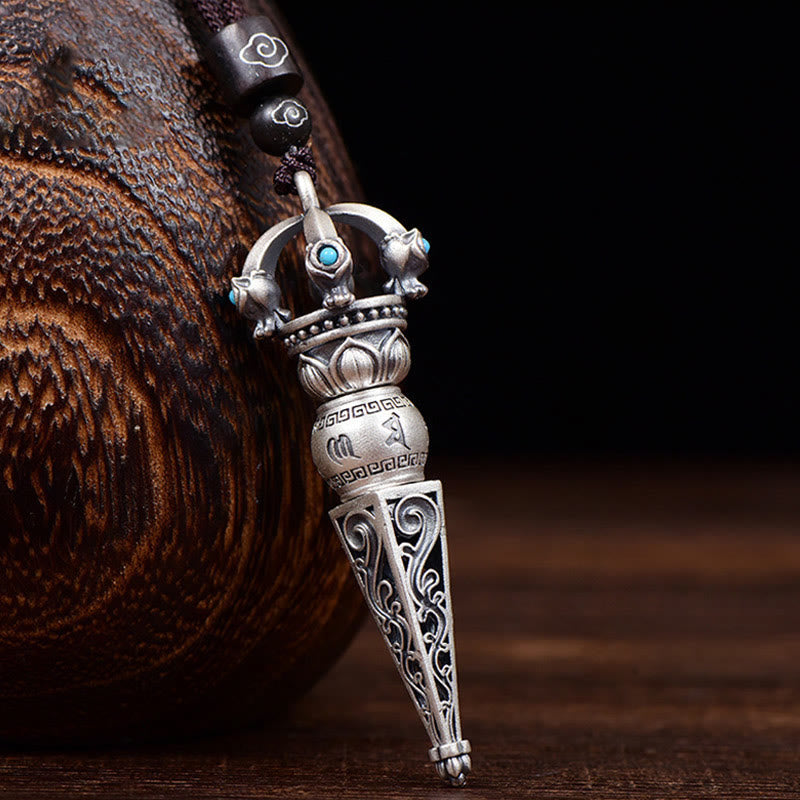 KarmaRipple's Tibetan Om Mani Padme Hum Dorje Vajra Design Wisdom Rotatable Pendant Necklace p1