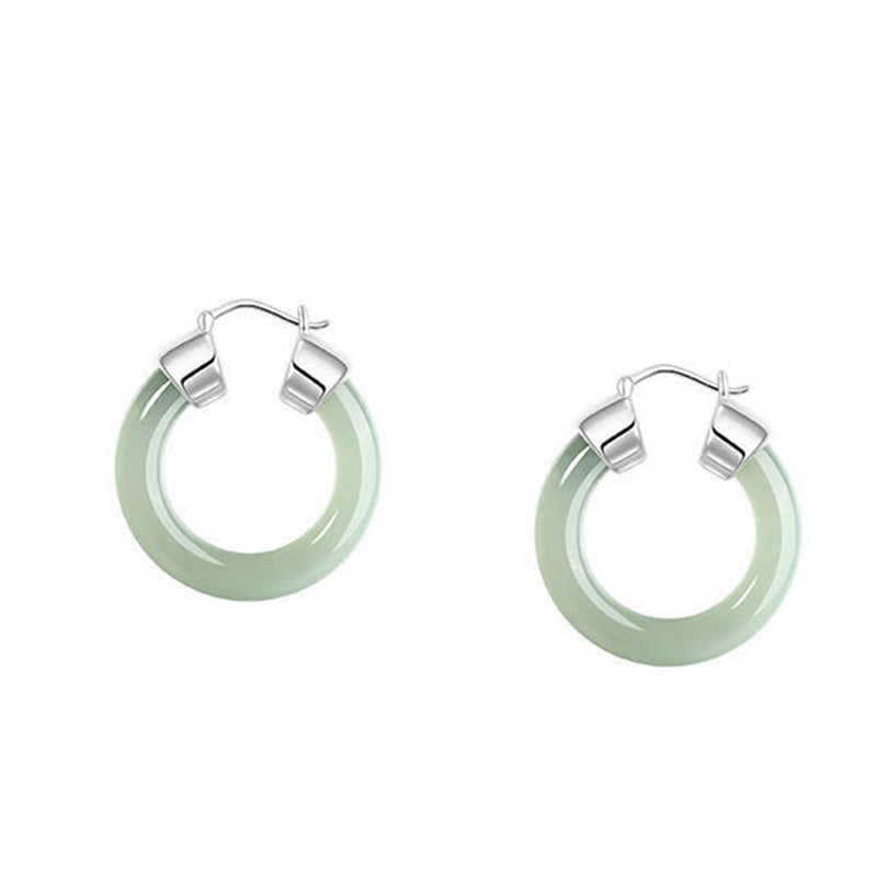 KarmaRipple's Round Jade Ivory Jade Prosperity Earrings p15