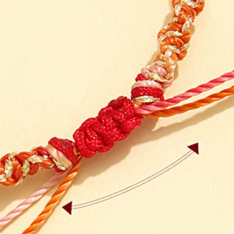 KarmaRipple's Strawberry Quartz Pink Gemstone Prehnite Ivory Agate Bead Balancing Rope Bracelet p7