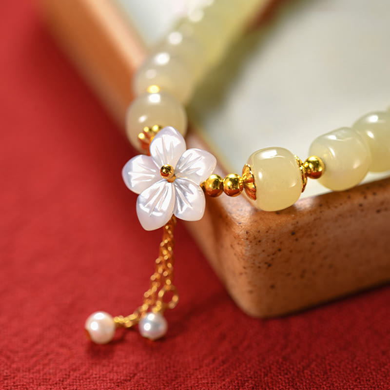 KarmaRipple's 925 Sterling Silver Authentic Hetian Jade Fortune Flower Bracelet p9