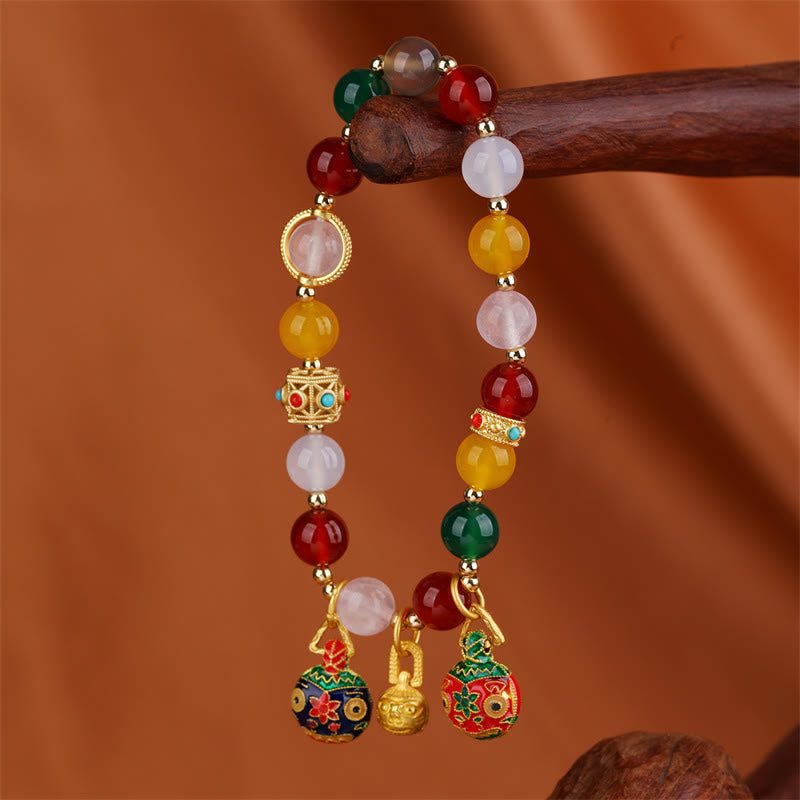 KarmaRipple's Gold Swallowing Beast Family Various Agate Gemstone Success Bracelet p1