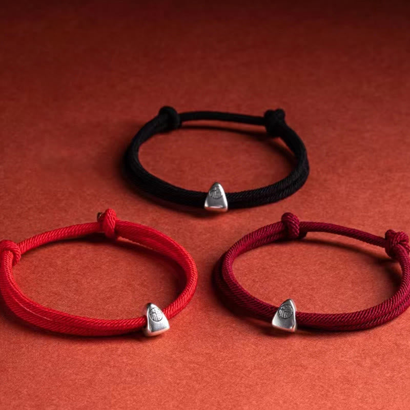 KarmaRipple's 925 Sterling Silver Fu Character Blessing Handmade Woven Bracelet p18