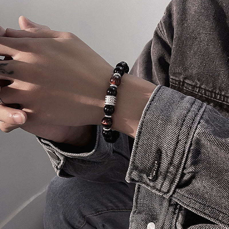 KarmaRipple's Authentic Black Obsidian Tiger Eye Strength Fulfillment Bracelet p15