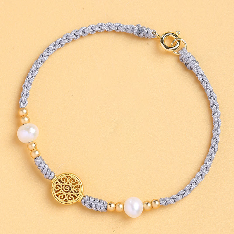 KarmaRipple's Bronze Coin Fortune Tree Pearl Fortune Blue Rope Woven Bracelet p20