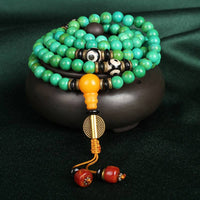 KarmaRipple's Tibetan Turquoise Mala Balance Pendant Bracelet