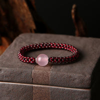KarmaRipple's Authentic Garnet Pink Gemstone Red Agate Amazonite Bead Protection Bracelet