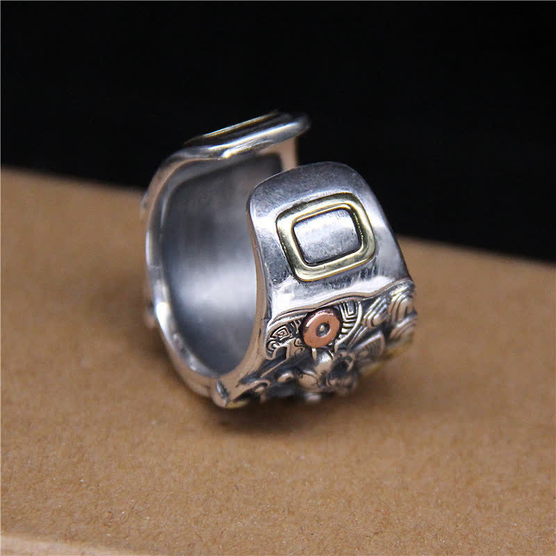 KarmaRipple's 925 Sterling Silver Fengshui Kui Cattle Protection Adjustable Ring p10