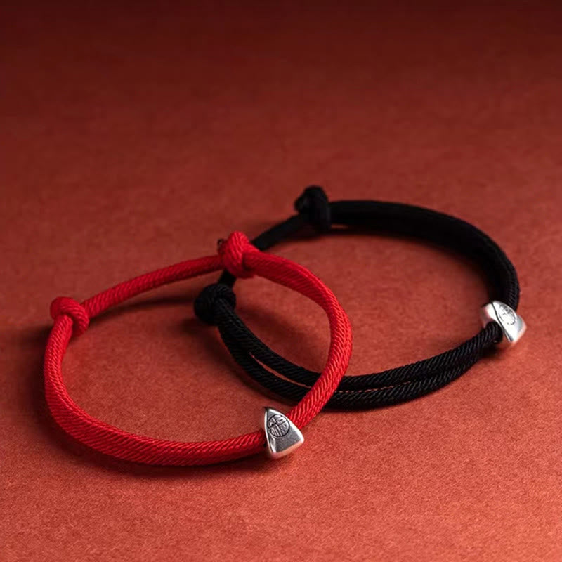 KarmaRipple's 925 Sterling Silver Fu Character Blessing Handmade Woven Bracelet p4