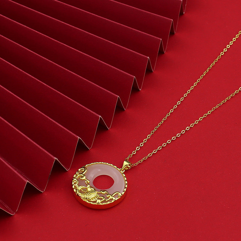 KarmaRipple's Ivory Jade Koi Fish Titanium Steel Prosperity Pendant Necklace p4