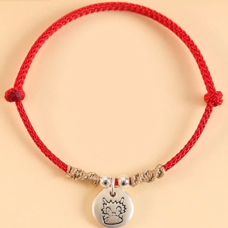 KarmaRipple's Handmade 999 Sterling Silver Year of the Dragon Cute Chinese Zodiac Fortune Woven Bracelet ( p25