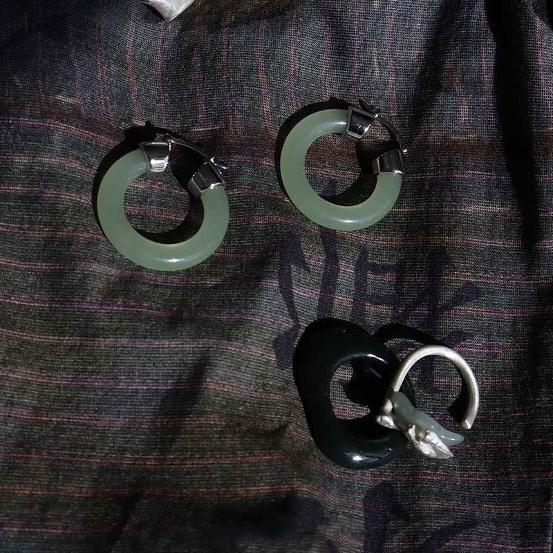 KarmaRipple's Round Jade Ivory Jade Prosperity Earrings p8