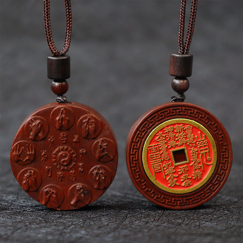 KarmaRipple's Lightning Struck Jujube Wood Yin Yang Bagua Mountain Ghosts Spend Money Protection Pendant Necklace p2