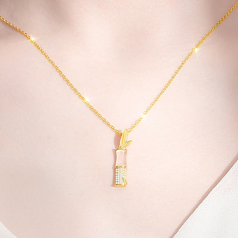 KarmaRipple's 925 Sterling Silver Hetian Ivory Jade Bamboo Happiness Pendant Necklace p7