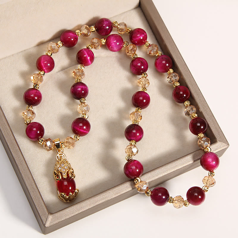 KarmaRipple's Tiger Eye Pixiu Fox Money Bag Protection Self Confidence Double Wrap Bracelet p9