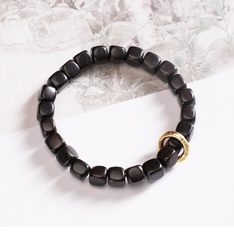 KarmaRipple's Tibetan Ebony Wood Dzi Bead Balance Calm Bracelet p2