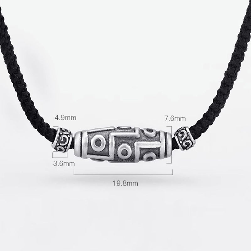 KarmaRipple's 999 Sterling Silver Nine-Eye Dzi Bead Pattern Protection Rope Pendant Necklace p18