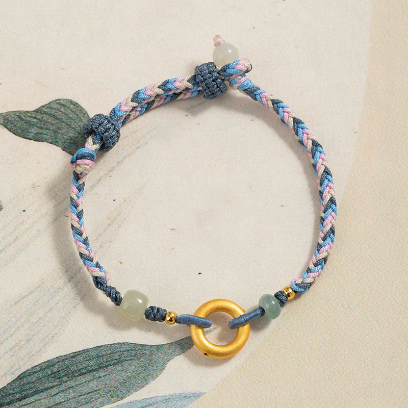 KarmaRipple's 999 Sterling Silver Hetian Jade Knitted Hand Rope Fortune Health Bracelet p9