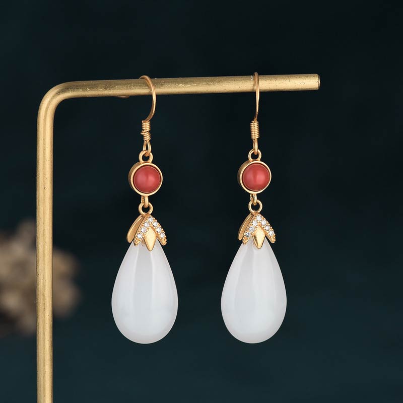 KarmaRipple's FengShui Ivory Jade Fortune Drop Earrings p3