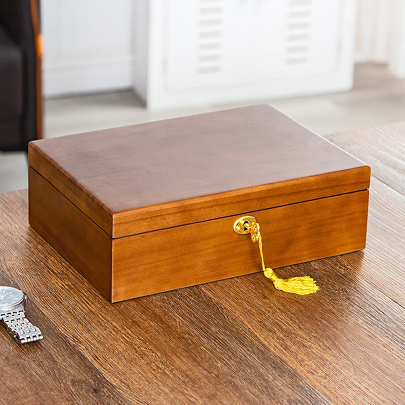 KarmaRipple's Vintage Wooden Jewelry Box Two-Layer Solid Wood Jewelry Storage Box p19