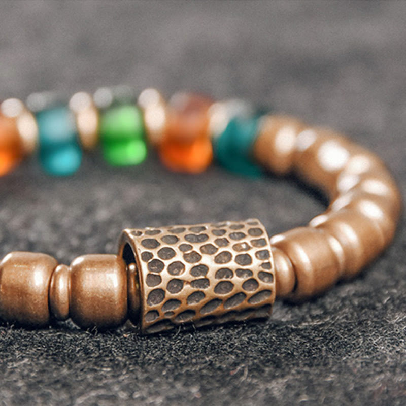 KarmaRipple's Tibetan Colorful Glass Beadwork Bronze Wealth Bracelet p12