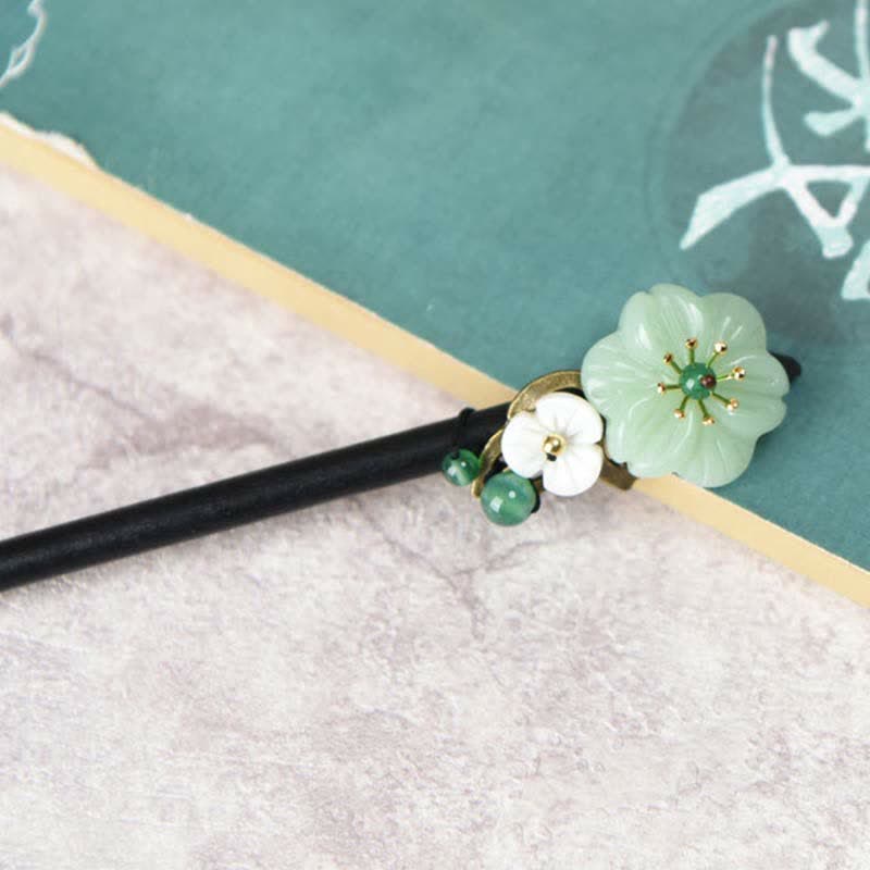 KarmaRipple's Green Aventurine Flower Agate Positivity Hairpin Decoration p5