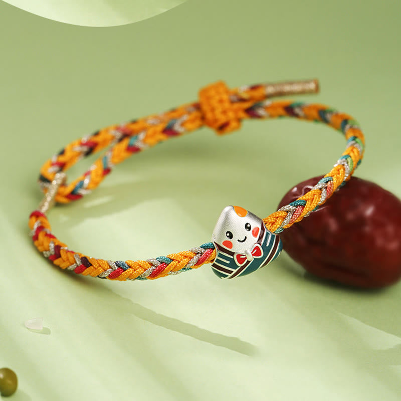KarmaRipple's 925 Sterling Silver Dragon Boat Festival Zongzi Pattern Fortune Handmade Multicolored Rope Child Adult Bracelet p5