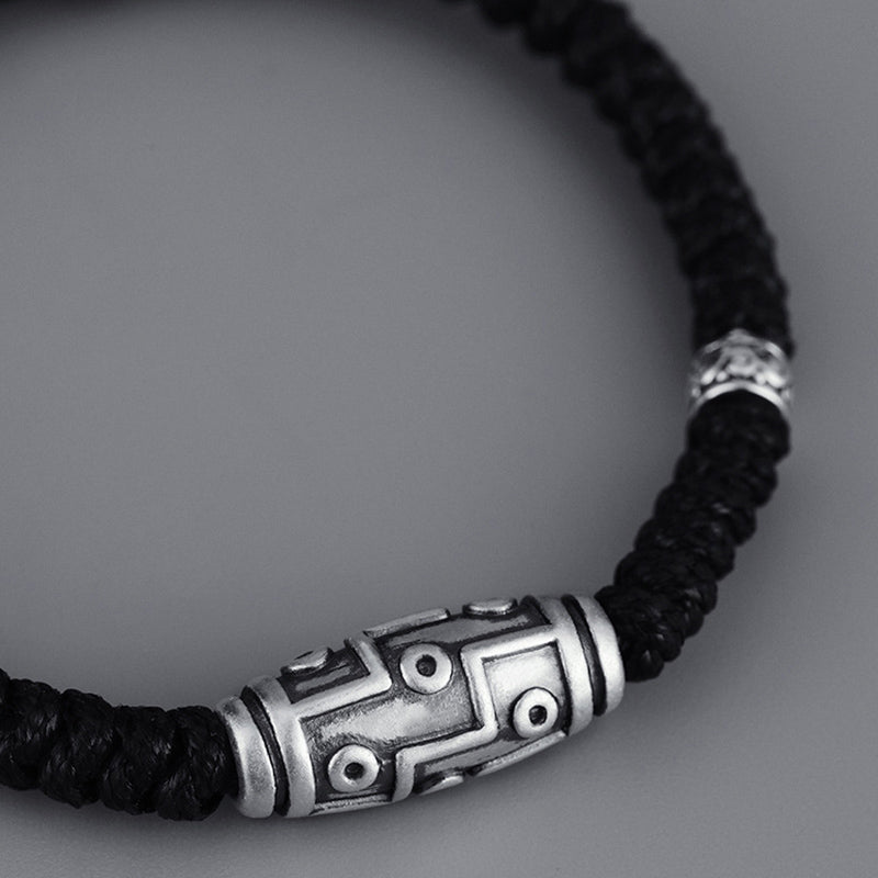 KarmaRipple's 999 Sterling Silver Nine-Eye Dzi Bead Pattern Blessing Rope Bracelet p5