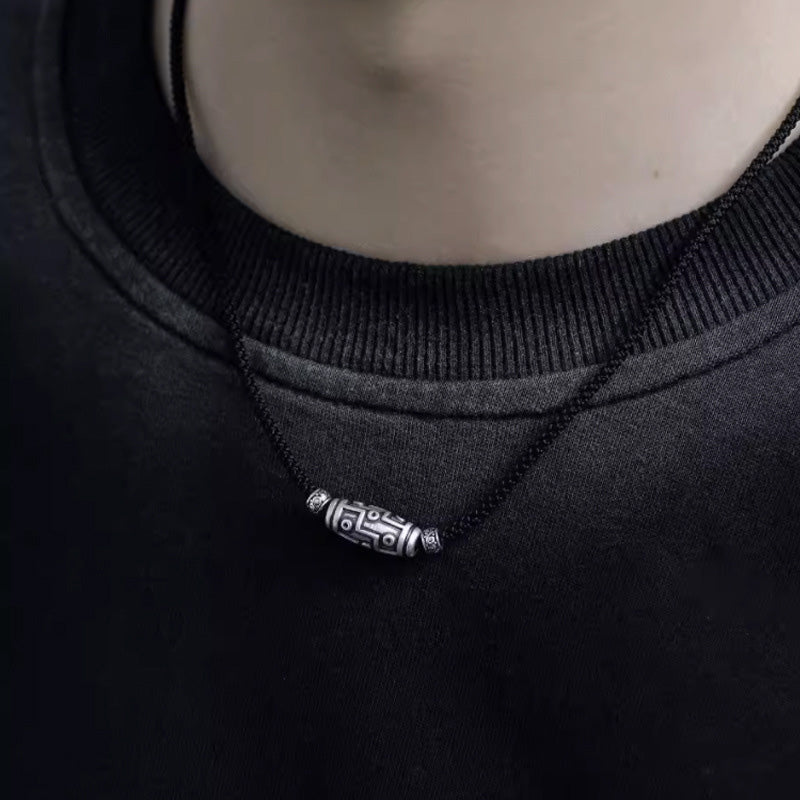 KarmaRipple's 999 Sterling Silver Nine-Eye Dzi Bead Pattern Protection Rope Pendant Necklace p14