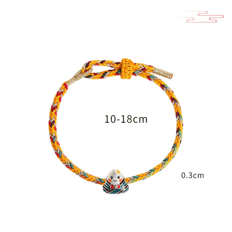KarmaRipple's 925 Sterling Silver Dragon Boat Festival Zongzi Pattern Fortune Handmade Multicolored Rope Child Adult Bracelet p13
