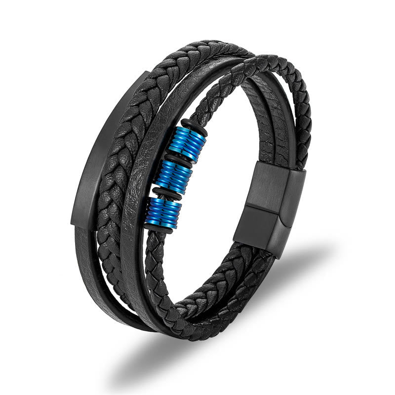 KarmaRipple's Leather Multi-Layer Titanium Steel Balance Woven Magnetic Buckle Bracelet p30