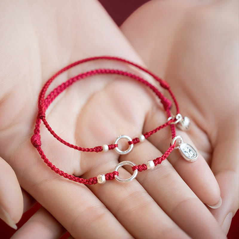 KarmaRipple's 925 Sterling Silver Fortunate Fortune Peace Joy Lotus Peace Buckle Red String Bracelet p21