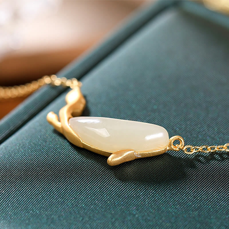 KarmaRipple's 925 Sterling Silver Ivory Jade Dolphin Fortune Pendant Necklace p15