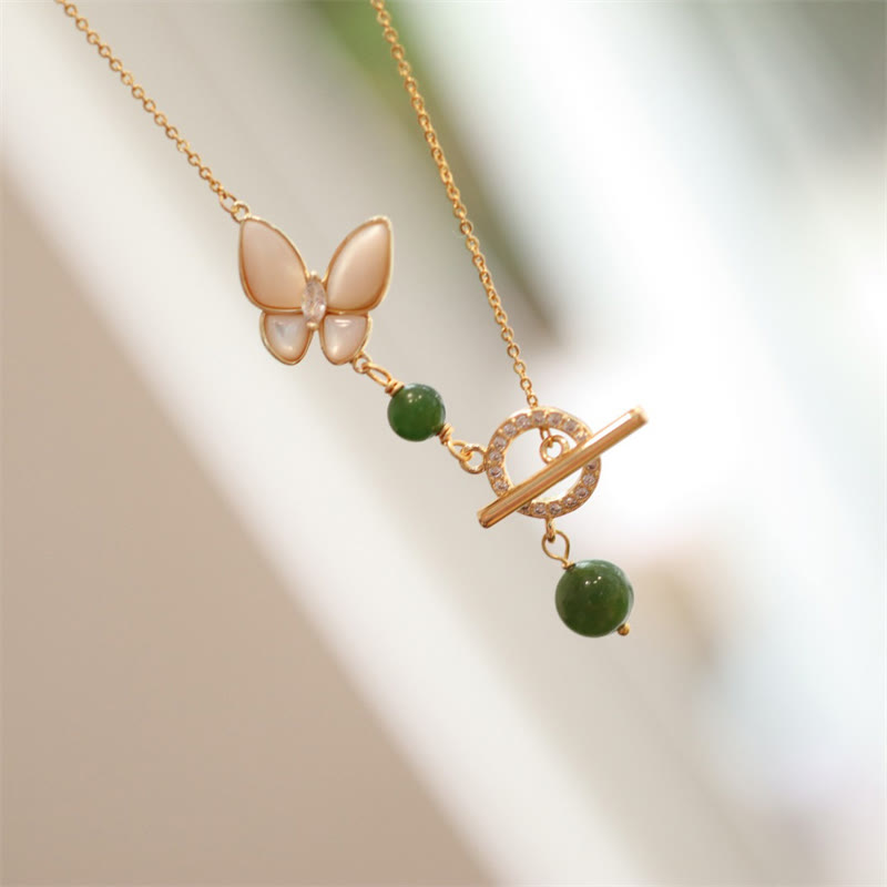 KarmaRipple's Authentic Cyan Jade Tridacna Stone Butterfly Bead Balancing Pendant Necklace Ring Earrings p8