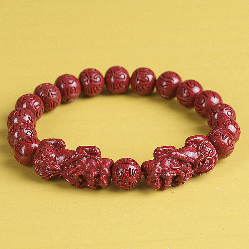 KarmaRipple's Authentic Double PiXiu Cinnabar Om Mani Padme Hum Wealth Fortune Bead Bracelet p28
