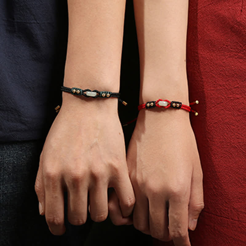 KarmaRipple's Round Peace Buckle Jade Abundance Wealth String Bracelet p18