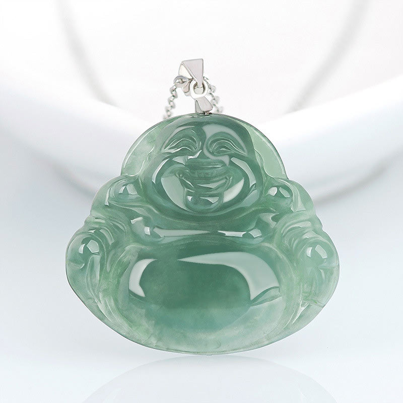 KarmaRipple's 925 Sterling Silver Laughing Buddha Jade Protection Calm Pendant Chain Necklace p14